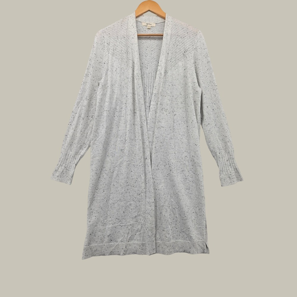 Peyton Primrose Gray Speckled Duster Cardigan Sweater Longline Open Front Large